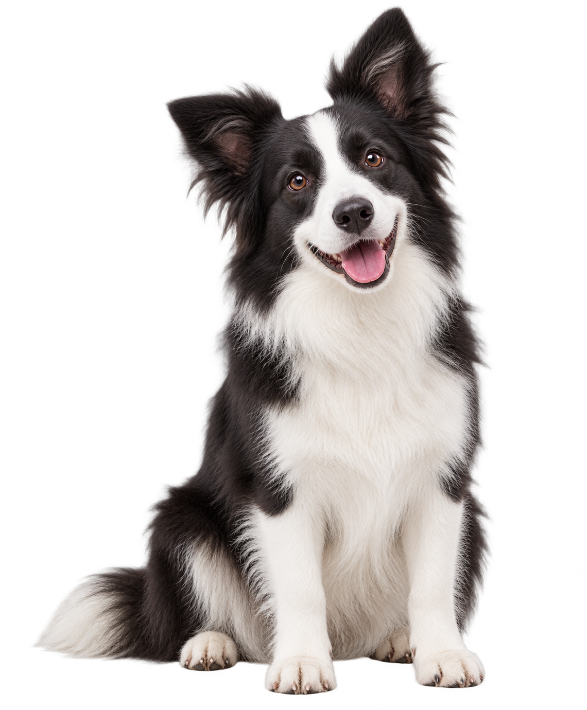 Happy black and white border collie